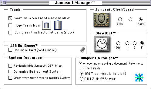 Jumpsuit Manager Settings