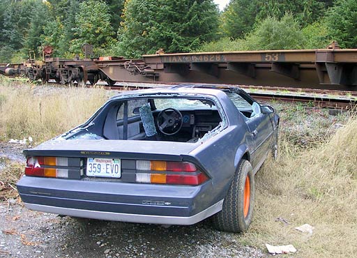 Photo of a discarded Trans-Am near Tenino, WA